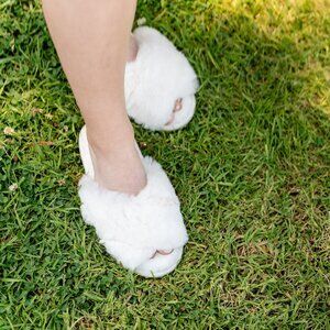 Fluffy white slippers